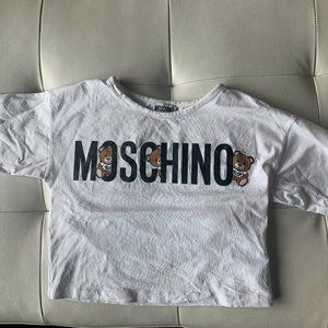 moschino bear logo t-shirt crop top